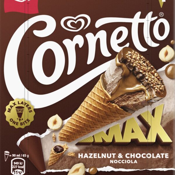 Cornetto Max Hazelnoot & Chocolade 90ml – Doos van 24 ijsjes