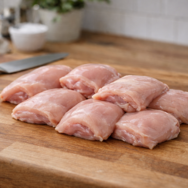 10 kg Kipdijvlees zonder bot & vel –  doos van 4 × 2,5 kg