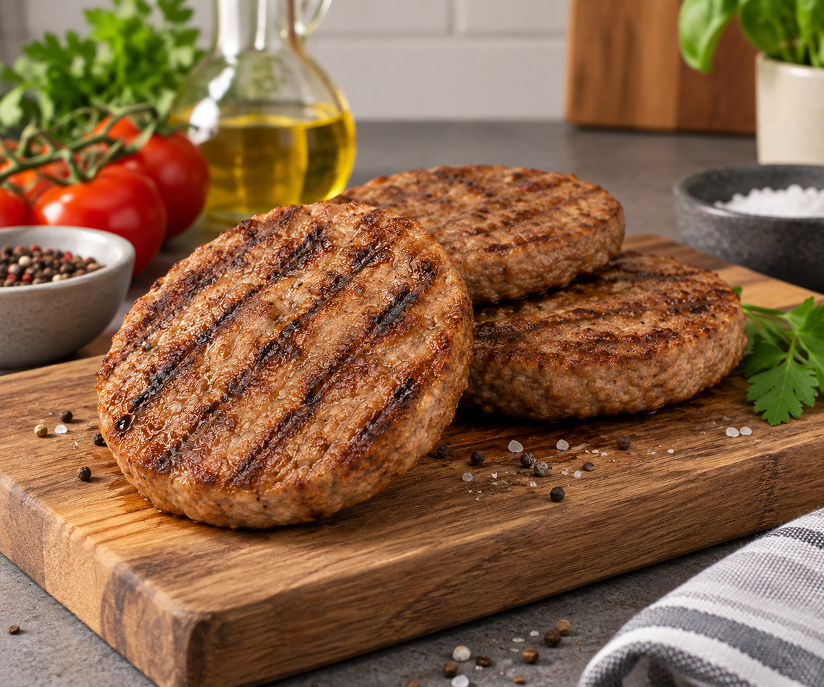 min20_diepfreezegroothandel_hamburger_069 10 kg Gekruide Hamburgers (varkens- en rundvlees) – Doos van 10 × 1 kg - Afbeelding 1
