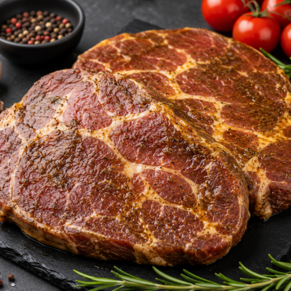 6kg Varkensneksteaks met kruidenmarinade - 600g x 10 verpakkingen