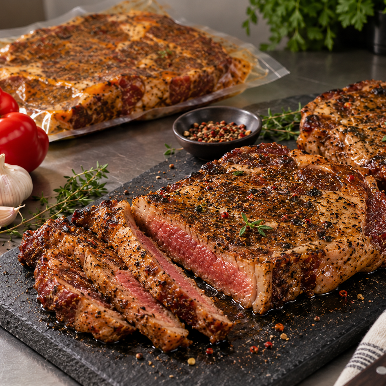 min20_diepfreezegroothandel_runder entrecôte steak_077 ca. 9 kg Runder Entrecôte Steak Peper-Paprika – ca. 1,1–1,8 kg per stuk - Afbeelding 1